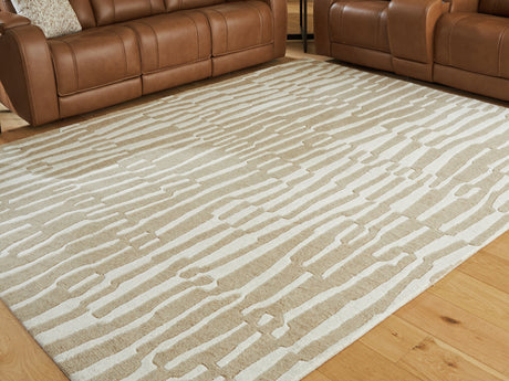 Furniture City Biloxi - Ashley Furniture - Corrbell Rug - 5' x 7' Area Rug / Beige/White - R407632