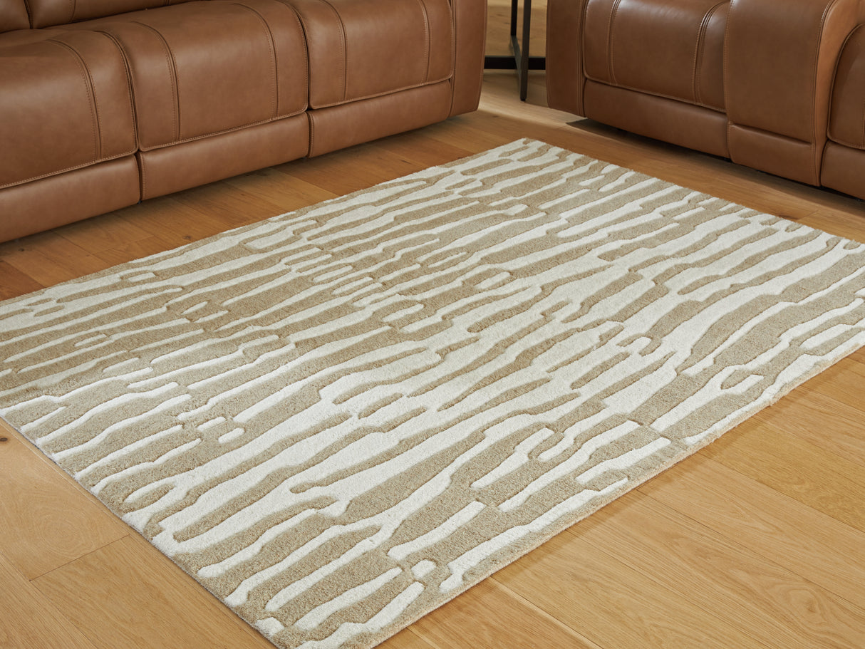 Furniture City Biloxi - Ashley Furniture - Corrbell Rug - 5' x 7' Area Rug / Beige/White - R407632
