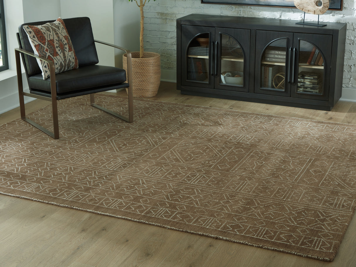 Furniture City Biloxi - Ashley Furniture - Merrittman Rug - 7'8" x 10' Area Rug / Brown/Ivory - R407701
