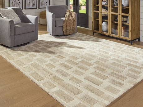 Furniture City Biloxi - Ashley Furniture - Lisgrove Rug - 5' x 7' Area Rug / Tan/Brown/White - R407712