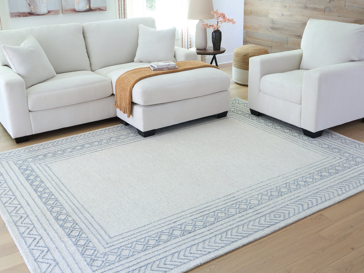 Furniture City Biloxi - Ashley Furniture - Azelhurst Rug - 5' x 7' Area Rug / Blue/Ivory/Gray - R407852