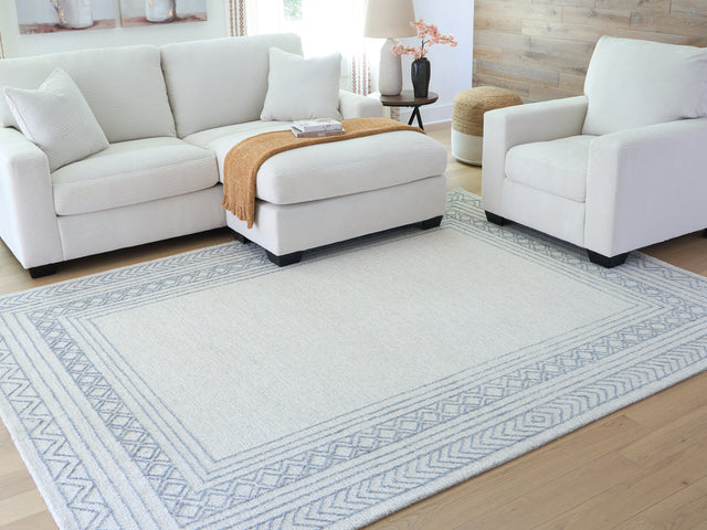 Furniture City Biloxi - Ashley Furniture - Azelhurst Rug - 5' x 7' Area Rug / Blue/Ivory/Gray - R407852