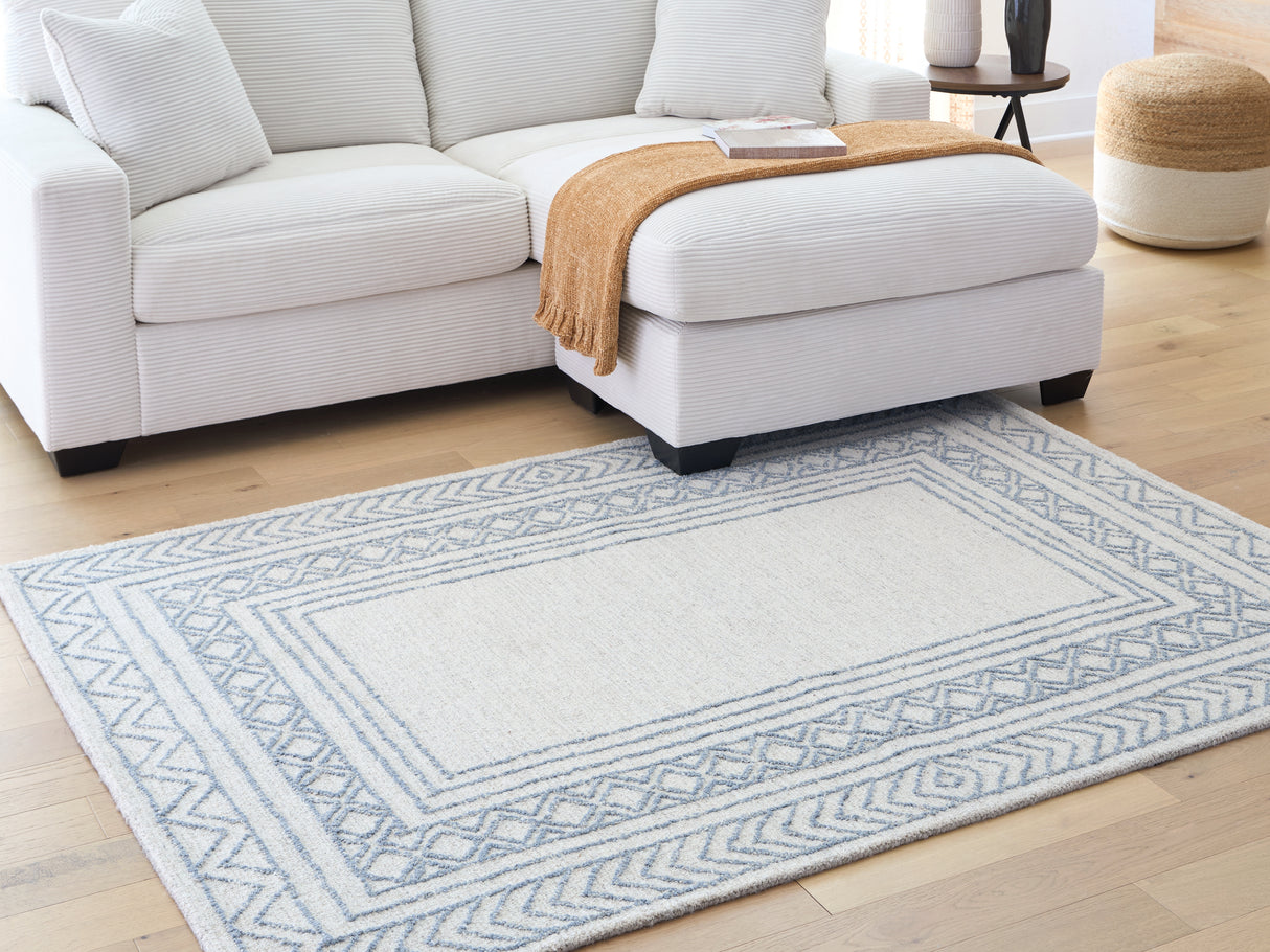Furniture City Biloxi - Ashley Furniture - Azelhurst Rug - 5' x 7' Area Rug / Blue/Ivory/Gray - R407852