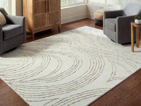 Furniture City Biloxi - Ashley Furniture - Deenbury Rug - 5' x 7' Area Rug / Ivory/Green/Brown - R407862