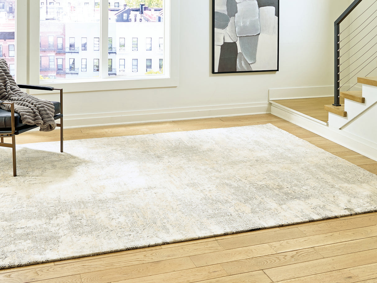 Furniture City Biloxi - Ashley Furniture - Raif Rug - Large Rug / Gray/White/Cream - R408081