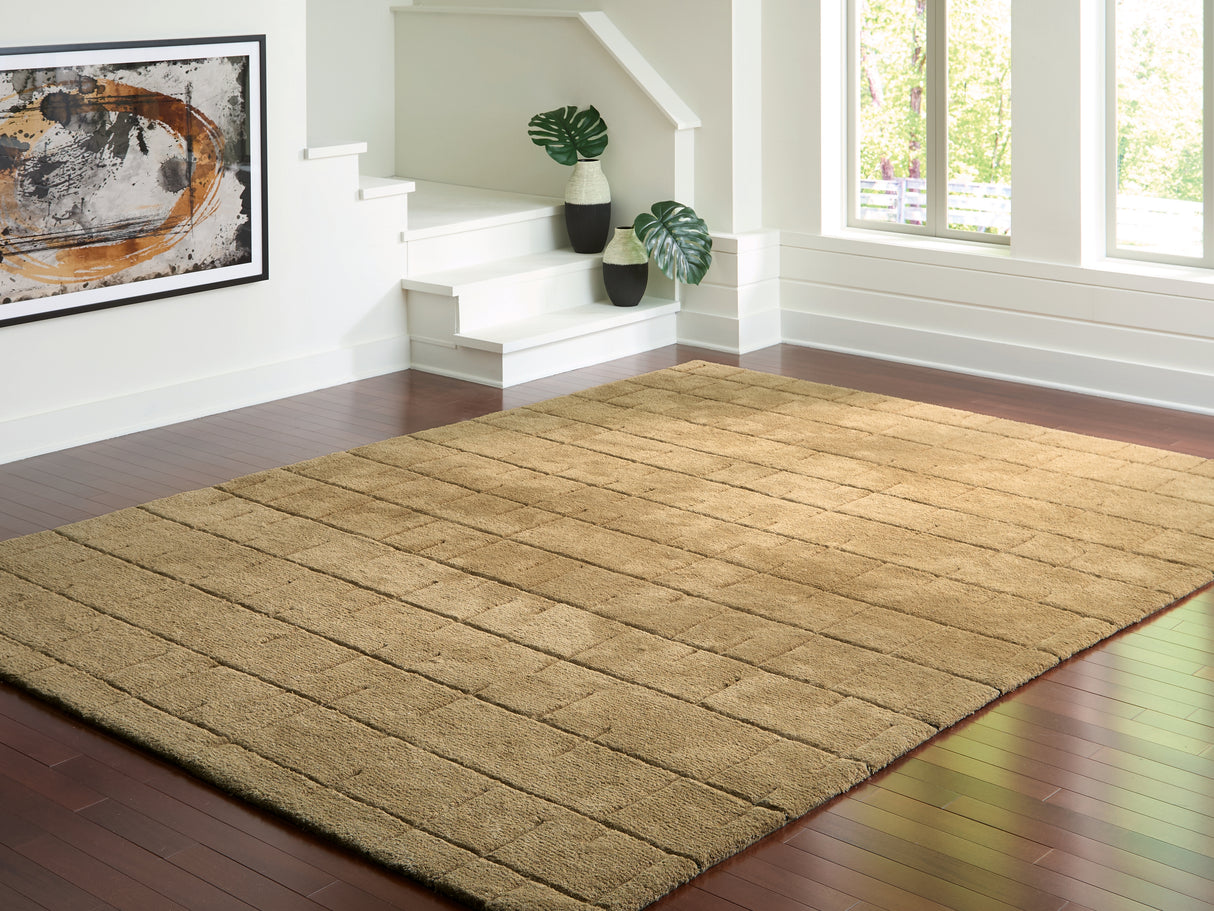 Furniture City Biloxi - Ashley Furniture - Luzmont Rug - Extra Large Rug / Golden Brown - R408370