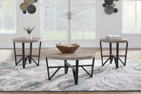 Furniture City Biloxi - Ashley Furniture - Deanlee Table (Set of 3) - Occasional Table Set (3/CN) / Grayish Brown/Black - T235-13