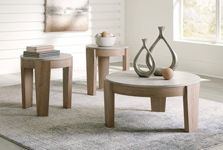 Furniture City Biloxi - Ashley Furniture - Guystone Table (Set of 3) - Occasional Table Set (3/CN) / Light Brown - T237-13