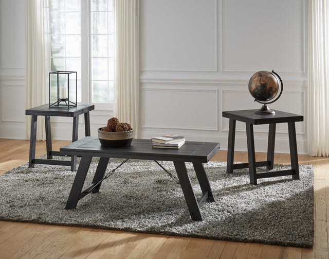 Furniture City Biloxi - Ashley Furniture - Noorbrook Table (Set of 3) - Occasional Table Set (3/CN) / Black/Pewter - T351-13