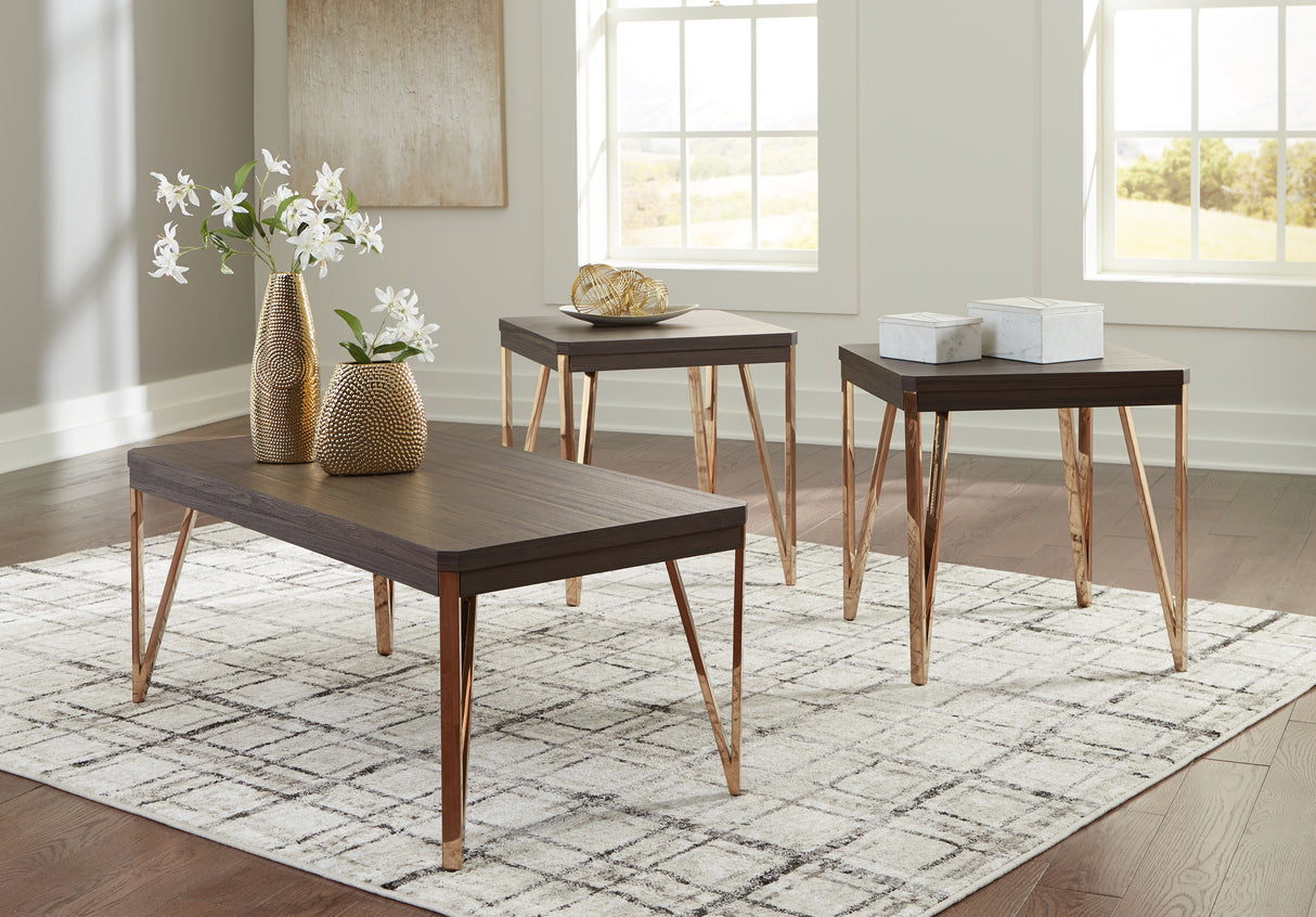 Furniture City Biloxi - Ashley Furniture - Bandyn Table (Set of 3) - Occasional Table Set (3/CN) / Brown/Champagne - T404-13