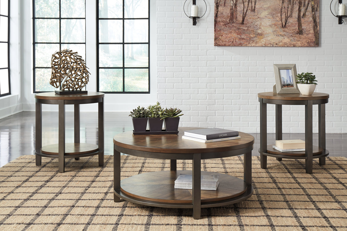 Furniture City Biloxi - Ashley Furniture - Roybeck Table (Set of 3) - Occasional Table Set (3/CN) / Light Brown/Bronze - T411-13