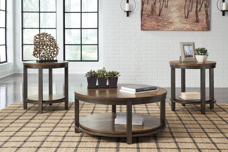 Furniture City Biloxi - Ashley Furniture - Roybeck Table (Set of 3) - Occasional Table Set (3/CN) / Light Brown/Bronze - T411-13