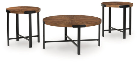 Furniture City Biloxi - Ashley Furniture - Crosstrail Table (Set of 3) - Occasional Table Set (3/CN) / Brown - T483-13