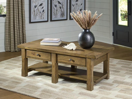 Furniture City Biloxi - Ashley Furniture - Vandenmore Coffee Table - Rectangular Cocktail Table / Medium Brown - T539-1
