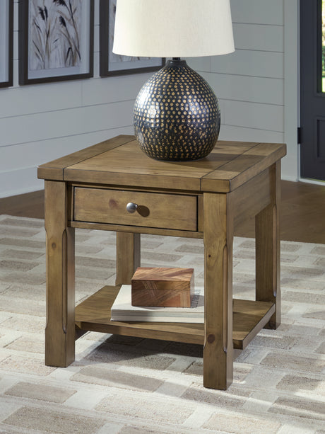 Furniture City Biloxi - Ashley Furniture - Vandenmore End Table - Rectangular End Table / Medium Brown - T539-3