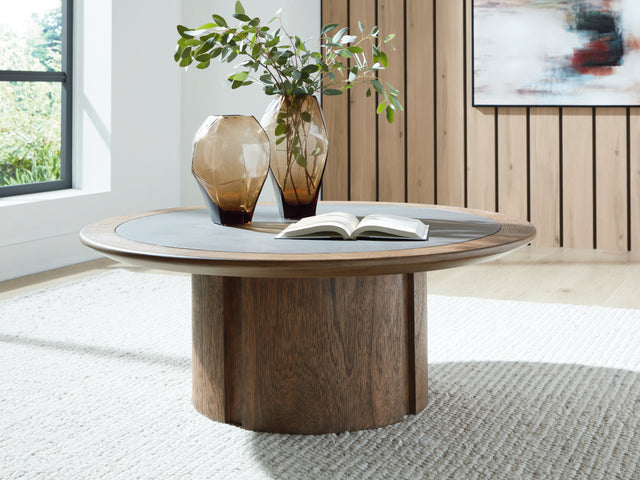 Furniture City Biloxi - Ashley Furniture - Dontayne Coffee Table - Round Cocktail Table - T563-8