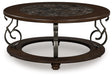 Furniture City Biloxi - Ashley Furniture - Frallyn Coffee Table - Round Cocktail Table / Dark Brown - T623-8