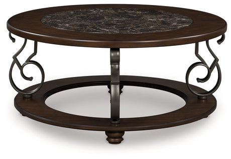 Furniture City Biloxi - Ashley Furniture - Frallyn Coffee Table - Round Cocktail Table / Dark Brown - T623-8