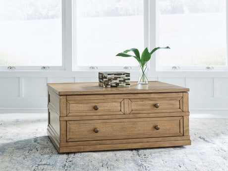 Furniture City Biloxi - Ashley Furniture - Sharlance Lift-Top Coffee Table - Lift Top Cocktail Table / Light Brown - T655-9