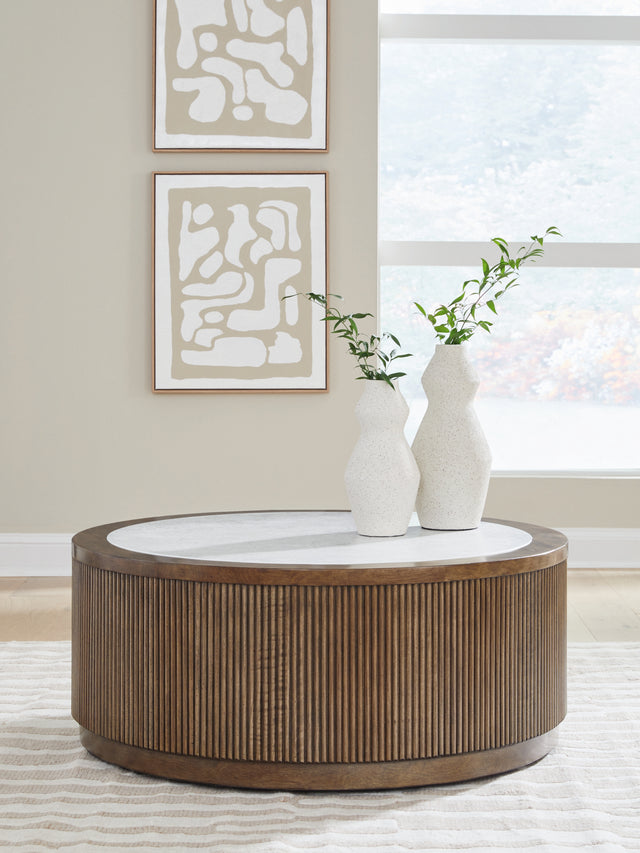 Furniture City Biloxi - Ashley Furniture - Hadonna Coffee Table - Round Cocktail Table - T658-8