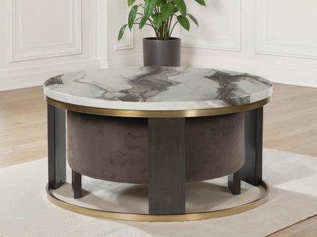 Furniture City Biloxi - Ashley Furniture - Jazmore Nesting Coffee Table (Set of 2) - Nesting Cocktail Tables (Set of 2) / Brown/Brass Finish - T671-22