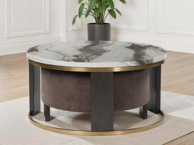 Furniture City Biloxi - Ashley Furniture - Jazmore Nesting Coffee Table (Set of 2) - Nesting Cocktail Tables (Set of 2) / Brown/Brass Finish - T671-22