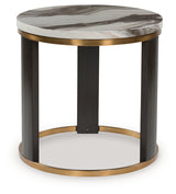 Furniture City Biloxi - Ashley Furniture - Jazmore End Table - Round End Table / Brown/Brass Finish - T671-6