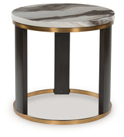 Furniture City Biloxi - Ashley Furniture - Jazmore End Table - Round End Table / Brown/Brass Finish - T671-6