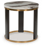 Furniture City Biloxi - Ashley Furniture - Jazmore End Table - Round End Table / Brown/Brass Finish - T671-6