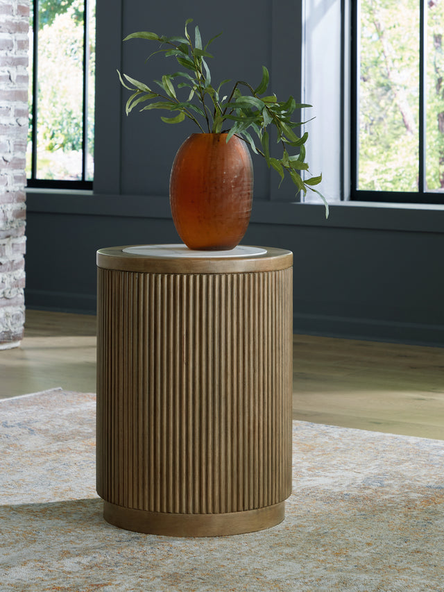 Furniture City Biloxi - Ashley Furniture - Camdill End Table - Round End Table / Light Brown/White - T808-6