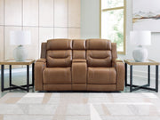 Furniture City Biloxi - Ashley Furniture - Knightington Living Room - PWR REC Love w/Audio Seating / Caramel - PCU1160018A