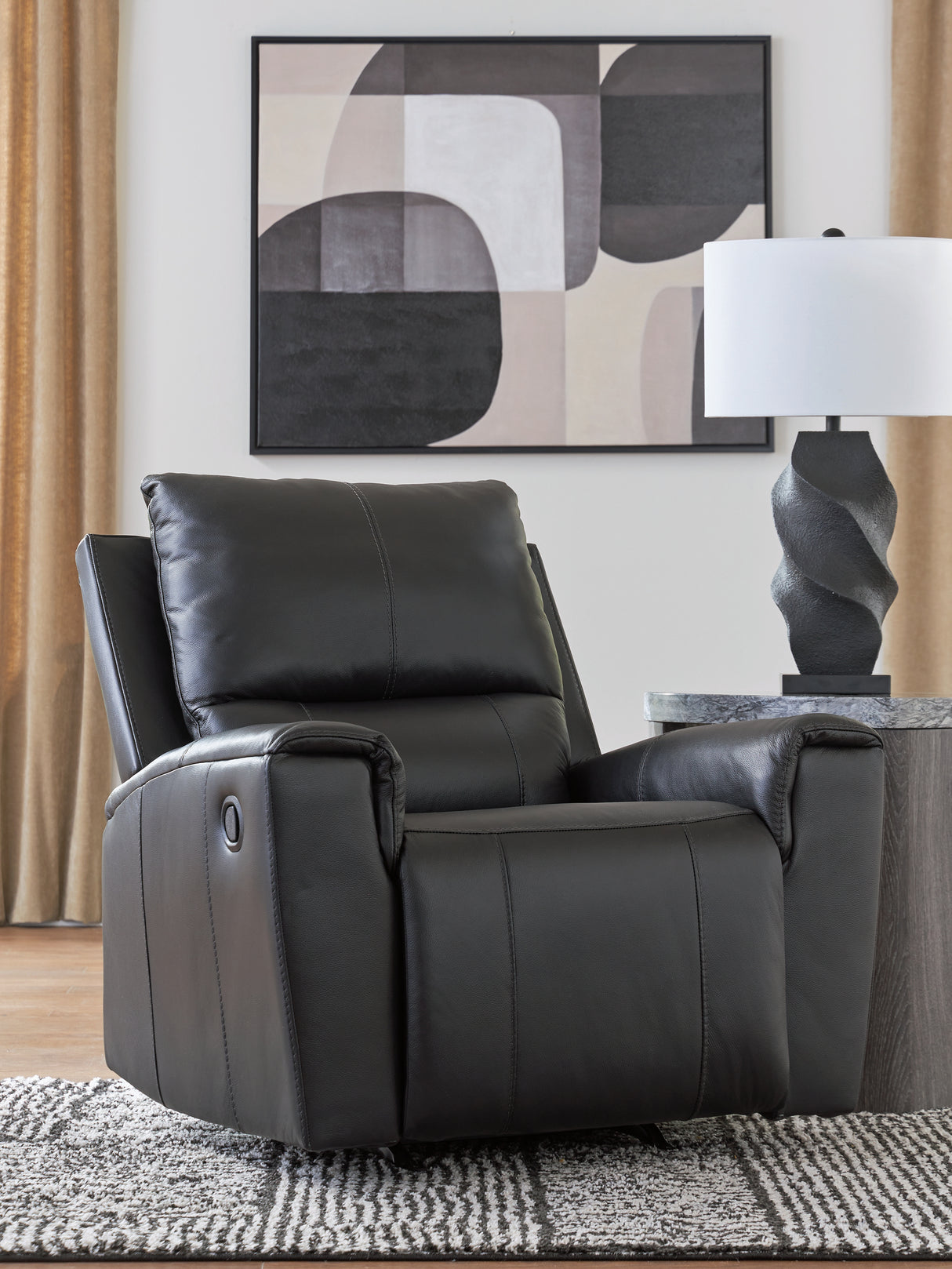 Furniture City Biloxi - Ashley Furniture - Glossmore Living Room - DBL Rec Loveseat w/Console / Black - PCU1170094