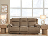 Furniture City Biloxi - Ashley Furniture - Glencroft Living Room - PWR REC Sofa with ADJ Headrest / Sahara - PCU1240015