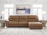 Furniture City Biloxi - Ashley Furniture - DeepWakes Sectional - 3-Piece Reclining Sofa Chaise / Caramel - PCU62606S22