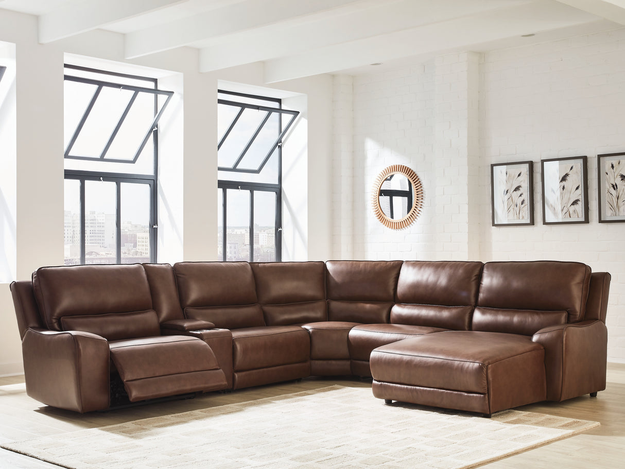 Furniture City Biloxi - Ashley Furniture - DeepWakes Sectional - 6-Piece Power Reclining Sectional with Chaise / Canyon - PCU62607S6