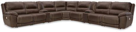 Furniture City Biloxi - Ashley Furniture - Dunleith 9-Piece Power Reclining Sectional - 9-piece Power Reclining Sectional / Chocolate - U71604S10
