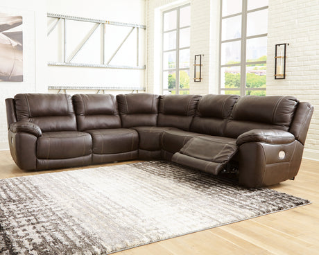 Furniture City Biloxi - Ashley Furniture - Dunleith Sectional - 7-Piece Power Reclining Sectional / Chocolate - U71604S7