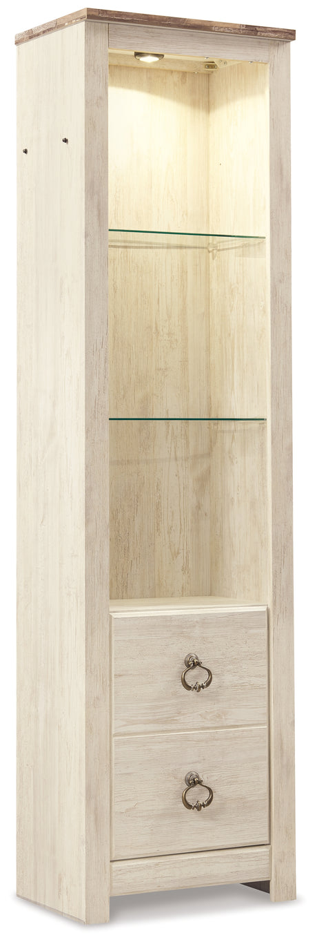 Furniture City Biloxi - Ashley Furniture - Willowton Entertainment Center - 4-Piece Entertainment Center / Whitewash - W267W3