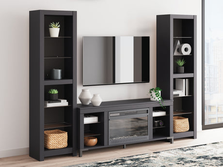Furniture City Biloxi - Ashley Furniture - Cayberry 3-Piece Entertainment Center with Electric Fireplace - 3-Piece Entertainment Center with Electric Fireplace / Black - W2721W2