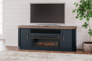 Furniture City Biloxi - Ashley Furniture - Landocken 83" TV Stand with Electric Fireplace - 83" TV Stand with Electric Fireplace / Two-tone - W402W1