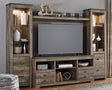 Furniture City Biloxi - Ashley Furniture - Trinell Entertainment Center - 4-Piece Entertainment Center / Brown - W446W2