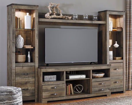 Furniture City Biloxi - Ashley Furniture - Trinell Entertainment Center - 4-Piece Entertainment Center / Brown - W446W2