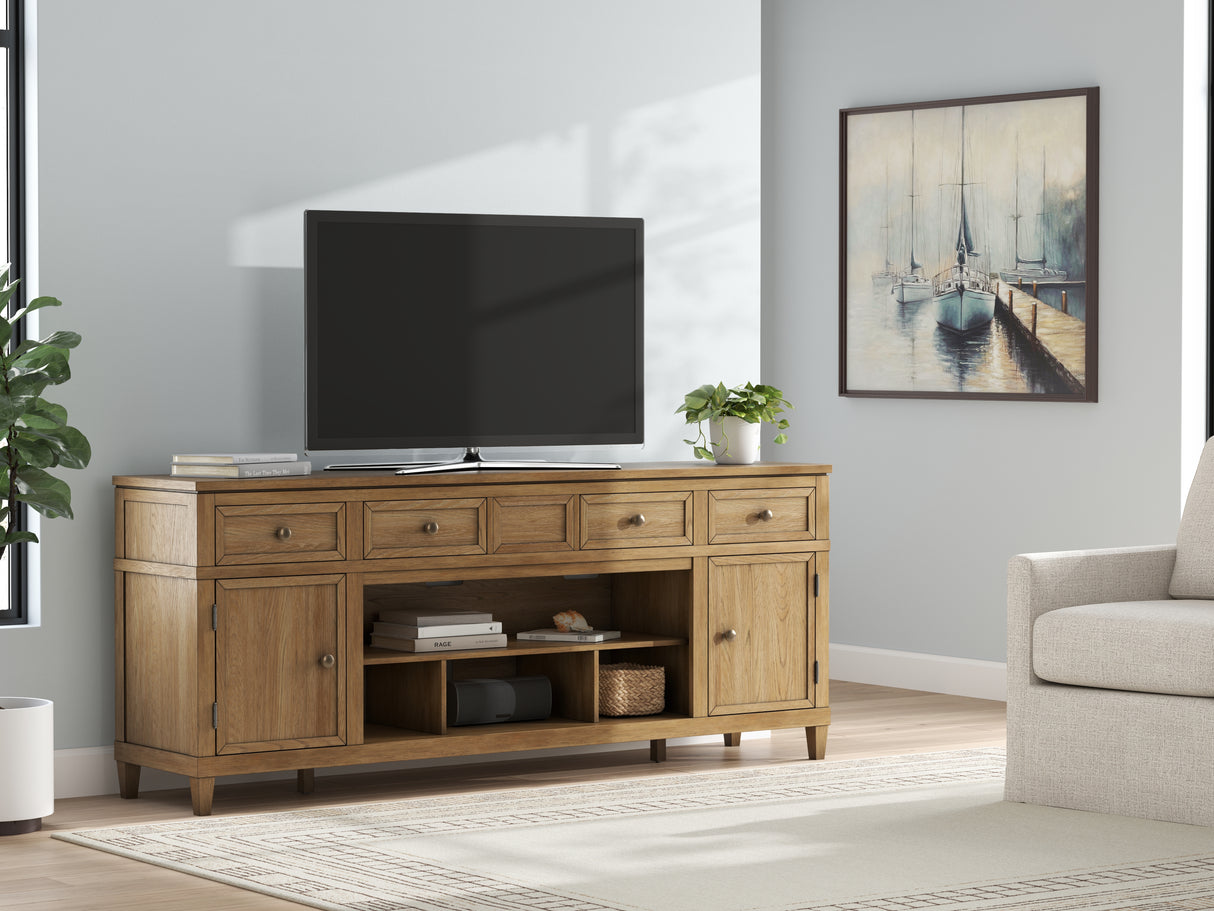 Furniture City Biloxi - Ashley Furniture - Sharlance 81" TV Stand - 81" / Light Brown - W655-68