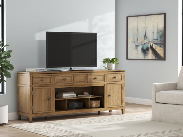 Furniture City Biloxi - Ashley Furniture - Sharlance 81" TV Stand - 81" / Light Brown - W655-68