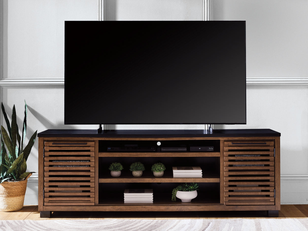 Furniture City Biloxi - Ashley Furniture - Kallari 84" TV Stand - 84" / Warm Brown/Black - W737-78