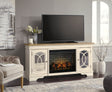 Furniture City Biloxi - Ashley Furniture - Realyn 74" TV Stand with Electric Fireplace - 74" TV Stand with Electric Fireplace / Chipped White - W743W2