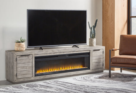 Furniture City Biloxi - Ashley Furniture - Naydell 92" TV Stand with Electric Fireplace - 92" TV Stand with Electric Fireplace / Gray - W996W1