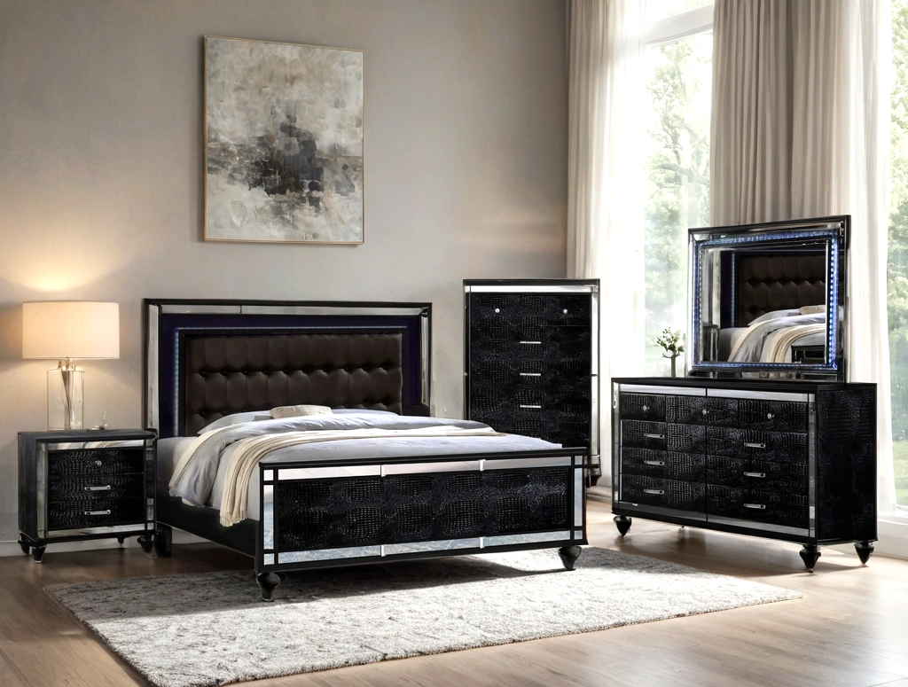 Blanca2 Black Bedroom Set Queen, King 4