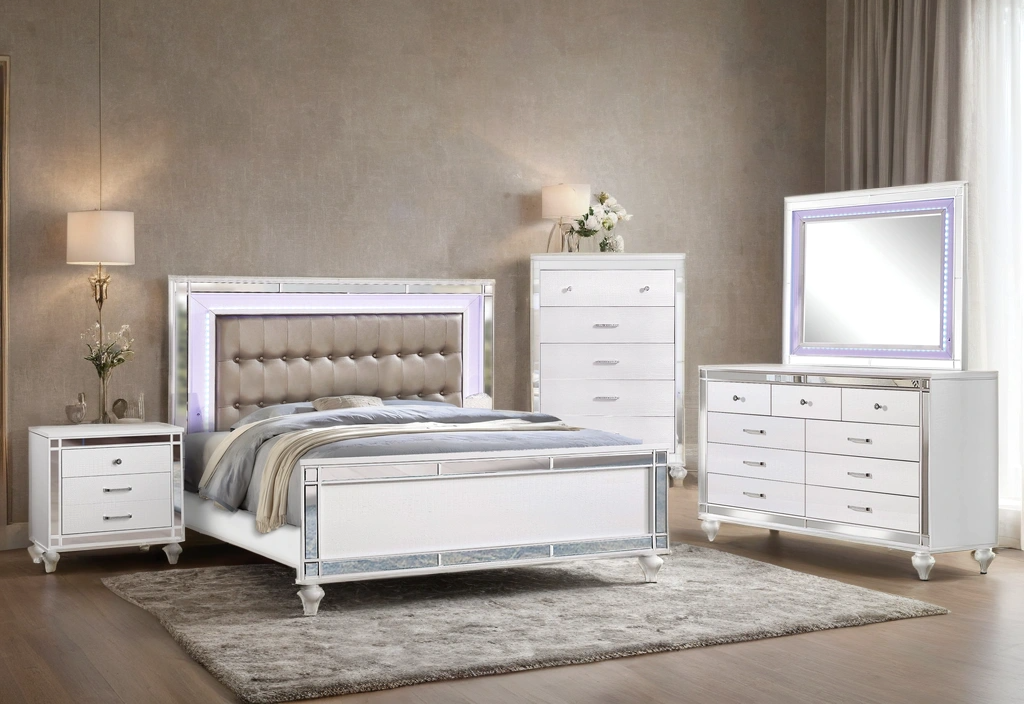 Blanca2 White Bedroom Set Queen, King 2