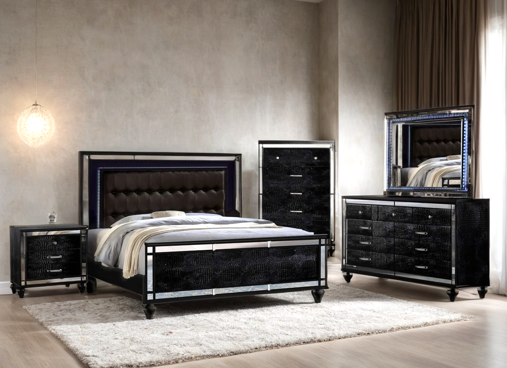 Blanca2 Black Bedroom Set Queen, King 2